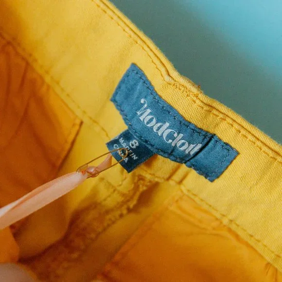 NEW Modcloth Mustard Yellow Richmond Reverse Seam Ankle Slim Fit Pants Sz 8 - Picture 4 of 9